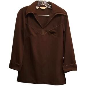 Prior Westerns Denver Vintage Rodeo Cowboy Brown 3/4 Sleeve ribbed Shirt